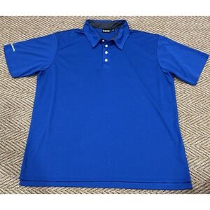 SUBARU Black Label Short Sleeve Polo Shirt Blue Men's Size LARGE 100% Polyester